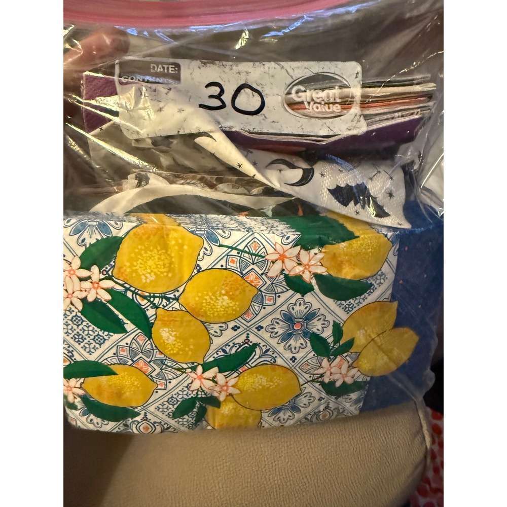 Decorative Paper Napkin Lot 30 Count Assorted Prints Lemons Beach Bats Decoupage